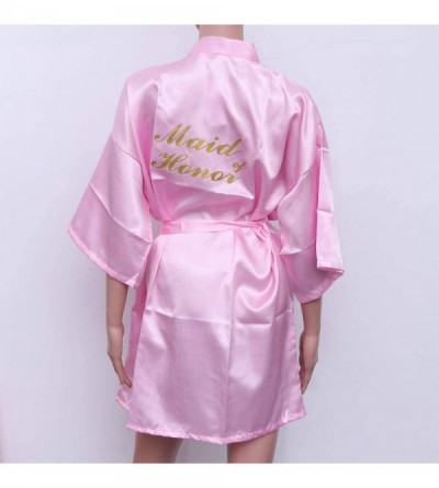 Robes Women Nightgowns Short Kimono Robes Maid of Honor Bridesmaid Solid Color Dressing Gown Bridal Party Robe (Pink) for Par...
