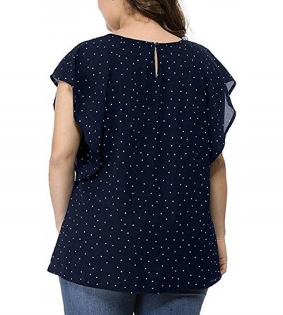 Thermal Underwear Womens Plus Size Floral Print Shirt Belted Surplice Peplum Blouse V-Neck Tops - A-navy - CL193ZKOC5A $20.30