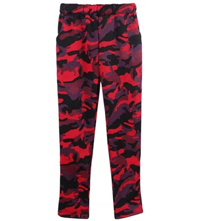 Thermal Underwear Women's Camouflage Sports Outfit O-Neck Long Sleeve Crop +Pants Tracksuit - Red - CH18AGIO9OA $23.38