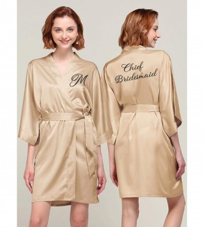 Robes Women's Kimono Robe Personalized Bridesmaid Bathrobe Dressing Gown Wedding Party Robe Sleepwear - Champagne - C318QQI2Q...