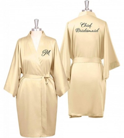 Robes Women's Kimono Robe Personalized Bridesmaid Bathrobe Dressing Gown Wedding Party Robe Sleepwear - Champagne - C318QQI2Q...