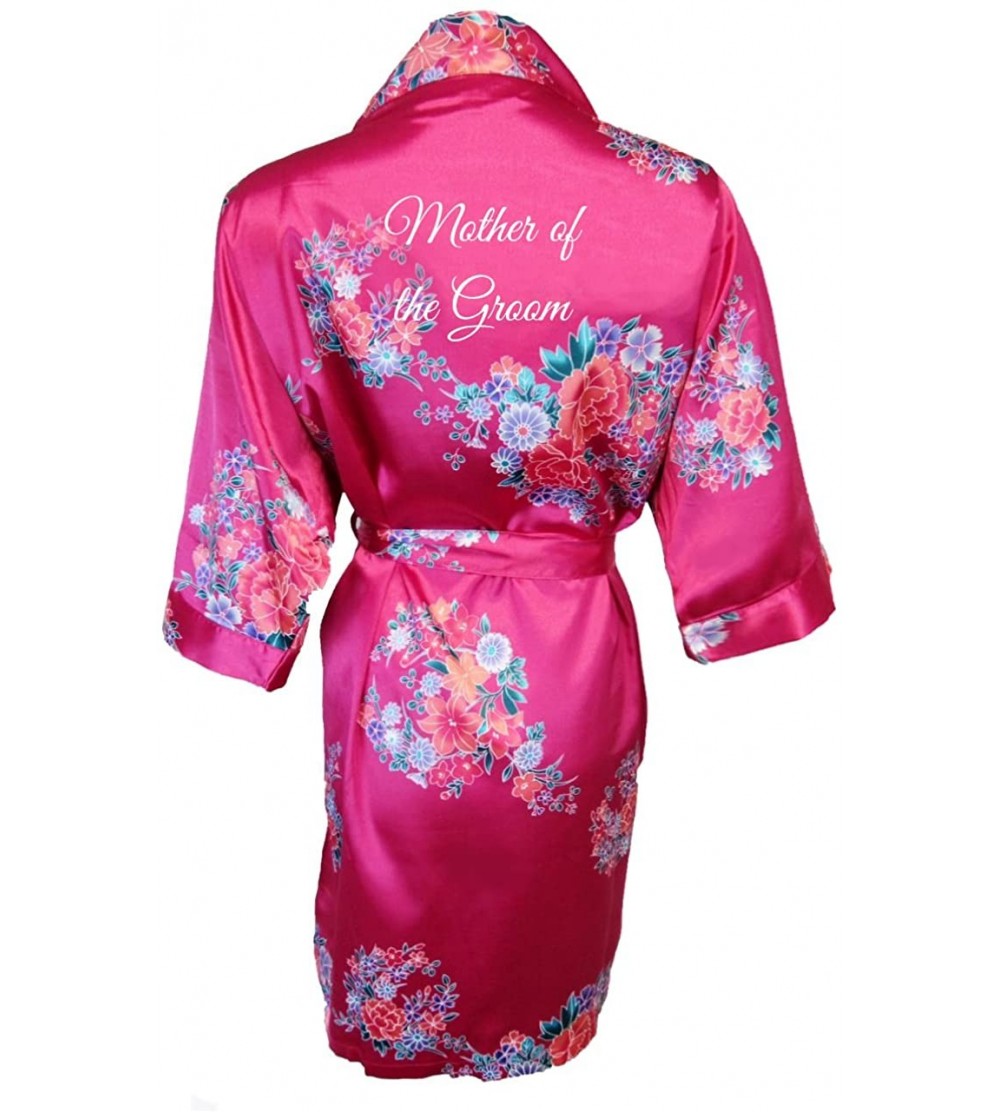 Robes Women's Satin Floral Bridal Party Robe with Mother of The Groom Title - Fuchsia - CU12O2FZ127 $24.34