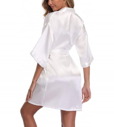 Robes Women's Short Kimono Robe Bridal Party Robe for Bridesmaid Satin Sleepwear - White1 - CW18NYUX6IL $12.56