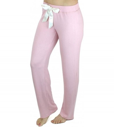Bottoms Women's Ultra Soft Sleep Lounge Sweatpants with Satin Tie - Cute Comfy Baggy Pants - Pink - CX18KCM58LN $34.35