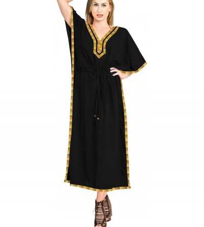 Nightgowns & Sleepshirts Women's Long Kaftan Swimsuit Cover Ups Sleep Casual Dress Embroidered - Halloween Black_b3 - C518R4C...