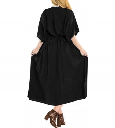 Nightgowns & Sleepshirts Women's Long Kaftan Swimsuit Cover Ups Sleep Casual Dress Embroidered - Halloween Black_b3 - C518R4C...