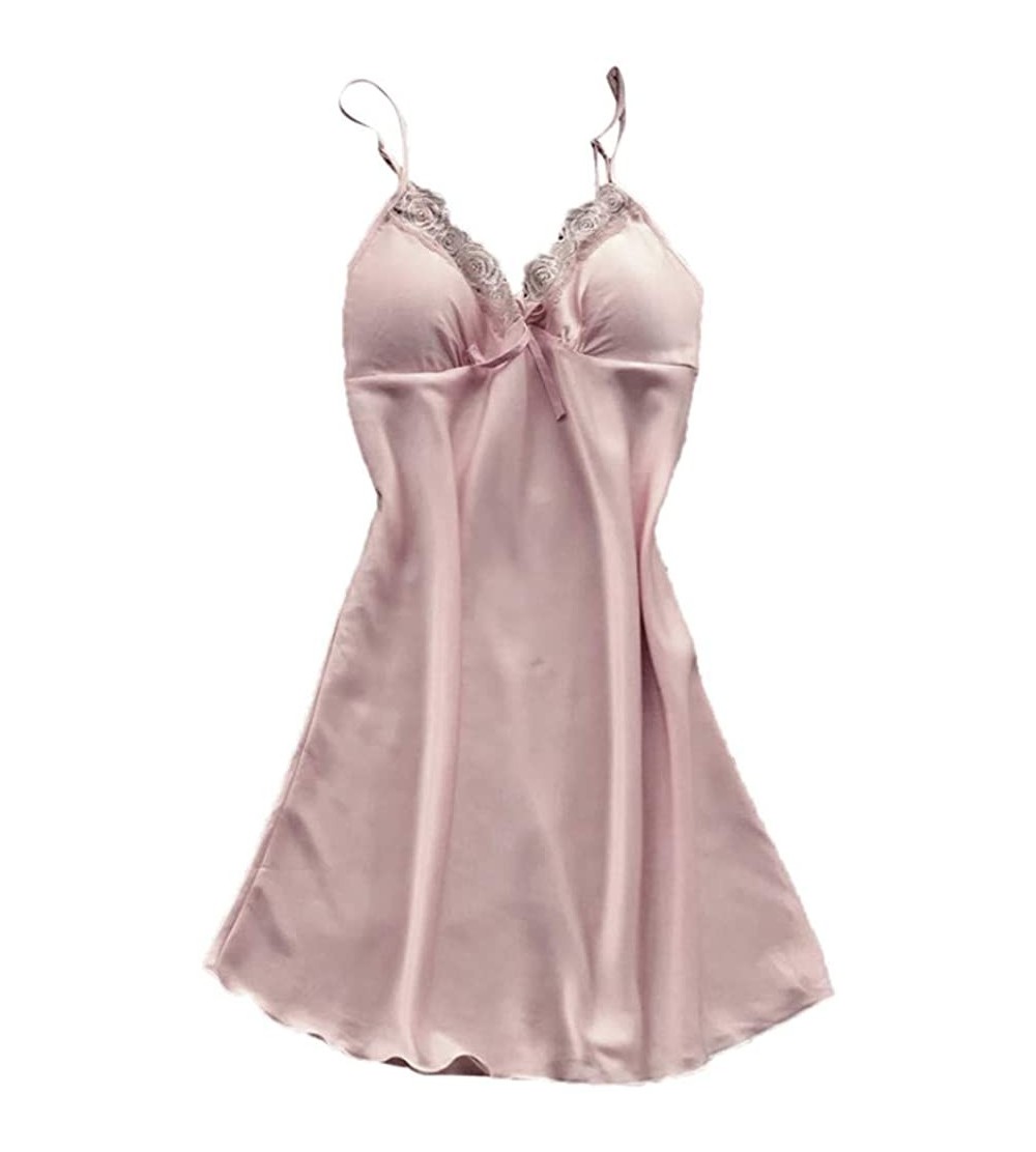 Nightgowns & Sleepshirts Women Lace Seduction Split Night Dress Deep V Neck Camisole Sleepwear Solid Color Lingerie Erotic Un...