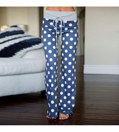 Bottoms Floral Comfy Pajama Lounge Pants for Women Casual Wide Leg Palazzo Bottoms Pant - 08-blue - CA18Z5ZXLTH $16.98