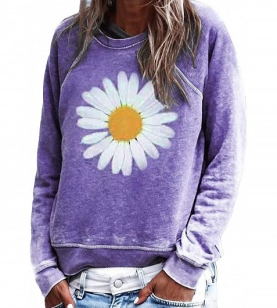 Thermal Underwear Women Funny Graphic Crewneck Long Sleeve Loose Lightweight Pullover Sweatshirt Tops - Purple - CY19D6C8LLQ ...
