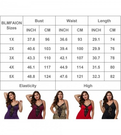 Nightgowns & Sleepshirts Sexy Plus Size Lace Sleep Lingerie Satin Sleepwear Sets S-5X - Ablack Venecia - CJ18UREZ2XL $15.49