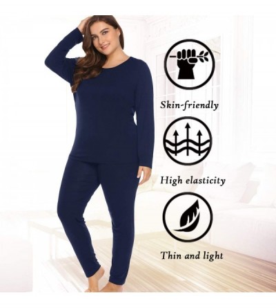 Thermal Underwear Womens Plus Size Long Johns Sets 2 Pcs Base Layer Sets Thermal Underwear Top & Bottom Pajamas 16W 28W - Cha...