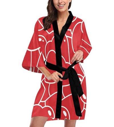Robes Custom Red Heart Women Kimono Robes Beach Cover Up for Parties Wedding (XS-2XL) - Multi 1 - CA194WUNKQS $39.56