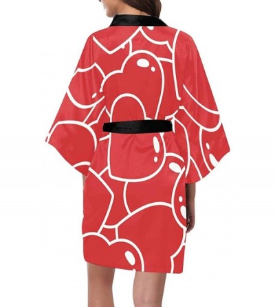 Robes Custom Red Heart Women Kimono Robes Beach Cover Up for Parties Wedding (XS-2XL) - Multi 1 - CA194WUNKQS $39.56