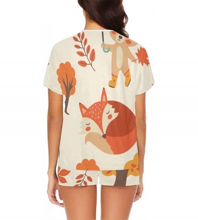 Sets Autumn Fox Leaf Women's Night Shirt for Sleeping Sleepwear Short Sleeve - Multi 1 - C119C9OGIN8 $30.00