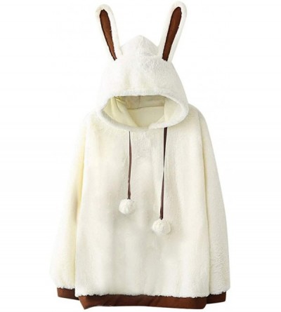 Thermal Underwear Women Cat Printing Hoodie Long Sleeve Sweatshirt Casual Loose Pullover - A-white - CN192ZOIHD7 $24.10