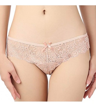 Tops Women Translucent Underwear Casual Sheer Lace Tank Lace Sexy Underpant Solid color Underwear - Pink - CN195AR8ZHR $10.81