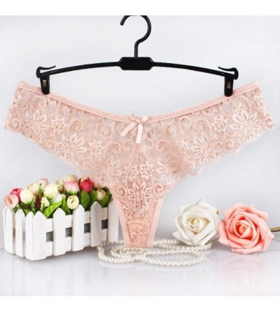 Tops Women Translucent Underwear Casual Sheer Lace Tank Lace Sexy Underpant Solid color Underwear - Pink - CN195AR8ZHR $10.81