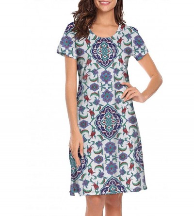Nightgowns & Sleepshirts Classic Woman's Curved Hem Sleepwear - Bohemian Style Turkish - CL19CZN3OYG $36.69