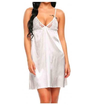 Nightgowns & Sleepshirts Women Everyday Sling Solid Colored Bandeaux Nightgown for Sex Flirt - White - CM1900R5TM9 $21.93