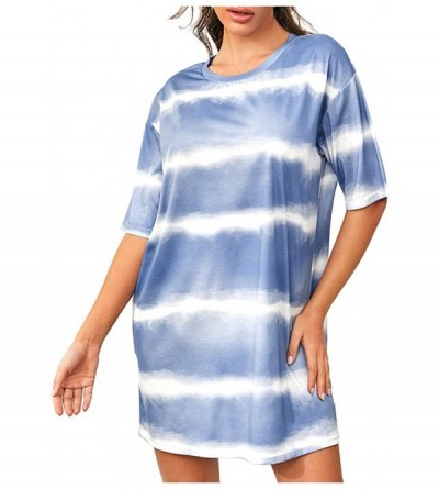 Sets Womens Cute Tie Dye Dress Summer Short Sleeve O Neck Sundresses for Women - F - C519COULLNX $79.32