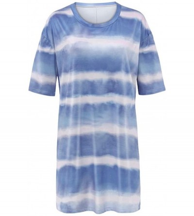 Sets Womens Cute Tie Dye Dress Summer Short Sleeve O Neck Sundresses for Women - F - C519COULLNX $32.79