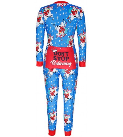 Sets Women's Printed Pajamas Adult Onesies Sleepwear Long Sleeve Jumpsuits Loungewear - Navy Blue - CO18KLYCOS2 $25.78