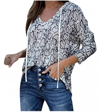 Nightgowns & Sleepshirts Women's Hooded Tops Lightweight Long Sleeve Leopard Print Casual Pullover Blouse - Black - CF19DOLDC...