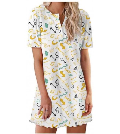 Nightgowns & Sleepshirts Women's Patterned Everyday Lips Mini Dress Nightwear Sleepwear - As9 - CZ1900Z2UXG $51.80