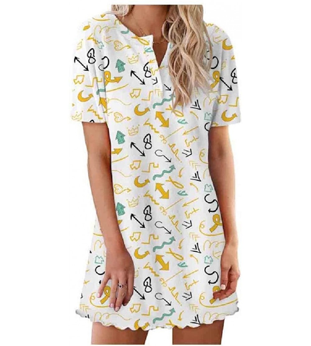 Nightgowns & Sleepshirts Women's Patterned Everyday Lips Mini Dress Nightwear Sleepwear - As9 - CZ1900Z2UXG $20.59