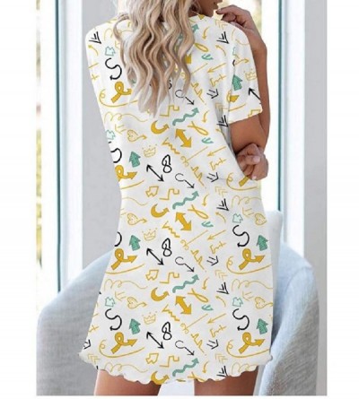 Nightgowns & Sleepshirts Women's Patterned Everyday Lips Mini Dress Nightwear Sleepwear - As9 - CZ1900Z2UXG $20.59