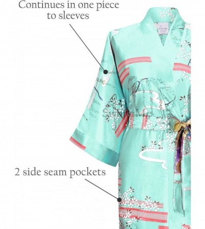 Robes Women's Kimono Robe- Long - [Side Seam Pockets] Geisha - Red - C111XU5UO8H $30.44