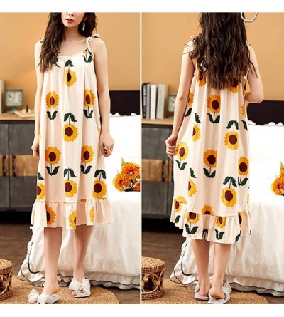 Nightgowns & Sleepshirts Women's Summer Sunflower Boho Dresses Soft Lounge House Dress Sleepwear Nightgowns for Juniors Girl ...
