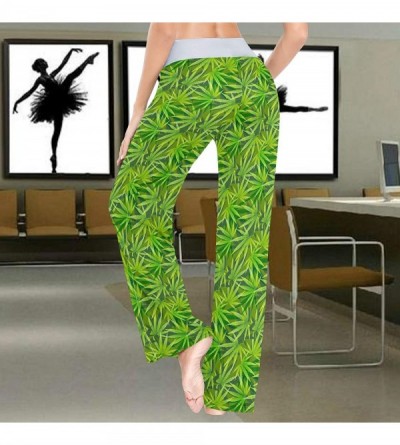 Bottoms Green Leaf Herb Narcotic Textile Grass Women's Pajama Pants Lounge Sleep Wear - Multi - C019C944U7U $29.60