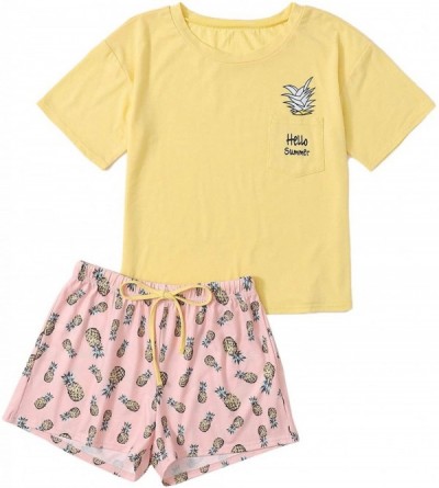 Sets Women's Sleepwear Cute Print Short Sleeve Tee and Shorts Pajama Set - Multicolor-4 - CP19DUC3IUY $16.50