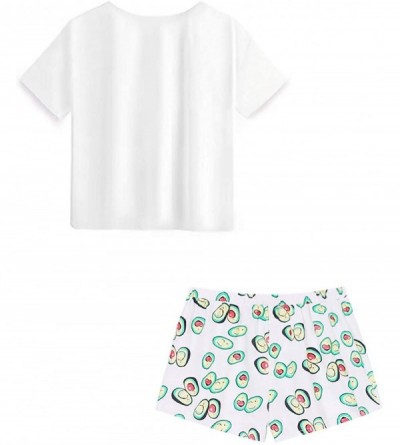 Sets Women's Cute Sleepwear Tops with Shorts Pajama Sets - Avocado_white - CG19C9XDUKH $19.63