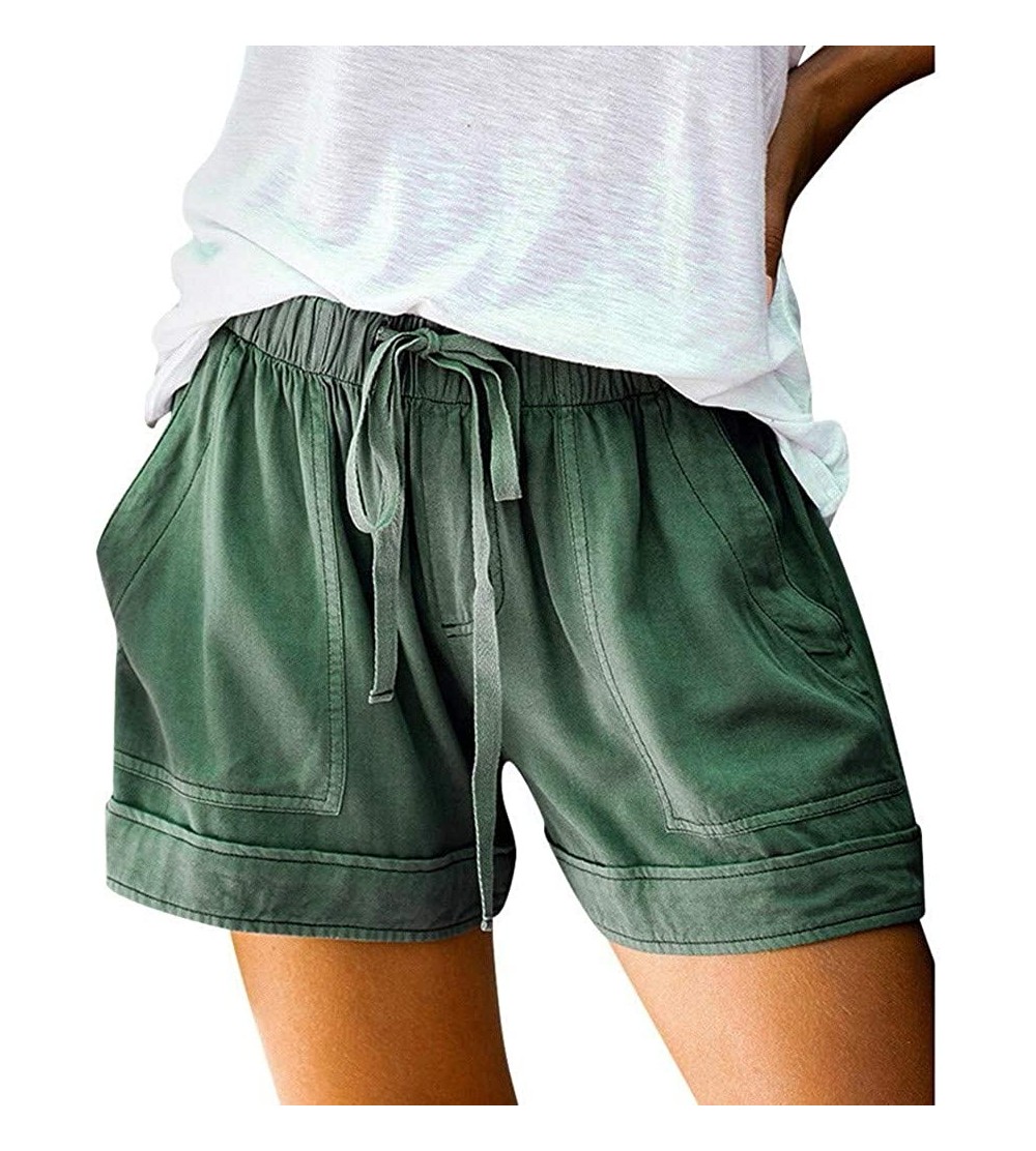 Bottoms Womens Plus Size Elastic Waist Drawstring Tie Dye Comfy Lounge Shorts Daisy Casual Pajama Shorts with Pockets - C Blu...