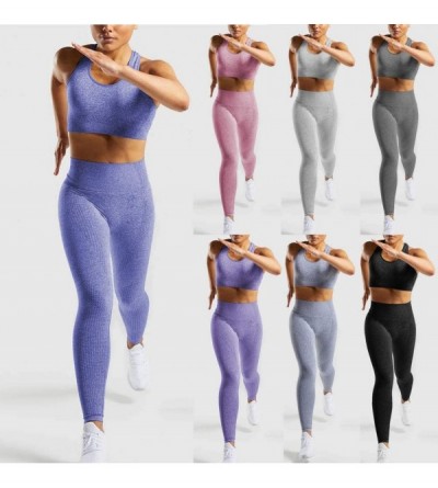 Thermal Underwear Women Yoga Suit Printed Camouflage High Waist Hip Bottom Running Fitness Pants +Vest - D-wine - C7193QGG9U7...