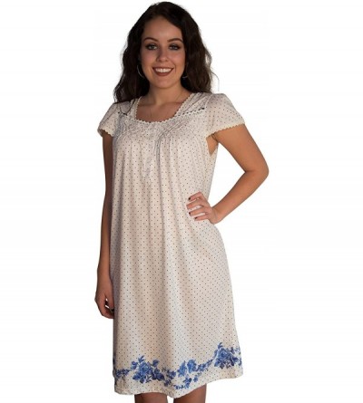 Nightgowns & Sleepshirts Nightgown Sleepwear Dress with Polka Dots and Floral Print - Medium to 4XL Available (0074) - Royal ...