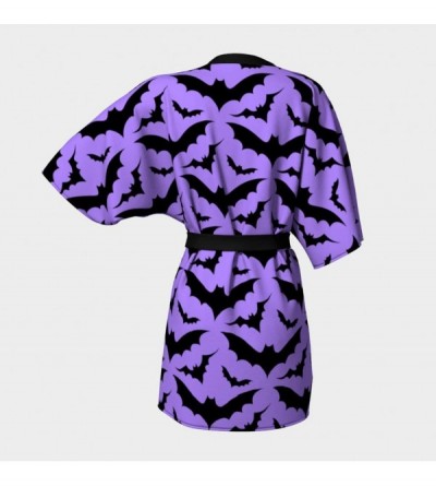 Robes Women's Casual Kimono Robes Half Sleeve Cardigan Top Satin Short Bathrobe Lingerie Nightdress Robes - Purple - CD190SH6...