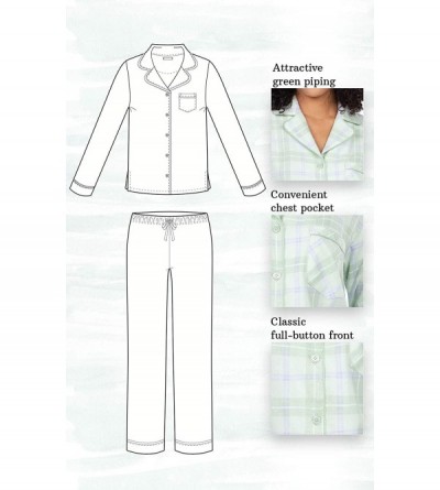 Sets Flannel Pajamas Women - Women Flannel Pajamas- Boyfriend- Plaid - Sage Plaid - CG18SMUOAEY $34.87