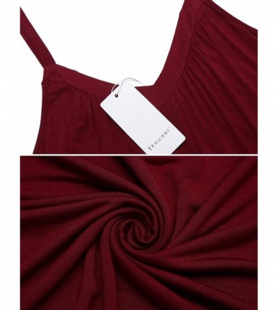 Robes Long Nightgown Sexy Full Slips Sleepwear Summer Racerback Sleepshirt Loose Chemise Lingerie for Women - Wine Red - C419...