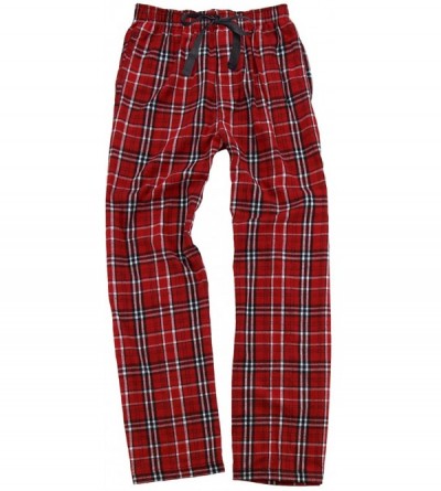 Sets 100% Woven Cotton Soft & Cozy Flannel Pants & Care Guide Adult - Red/White - C718H3MKZHM $22.59
