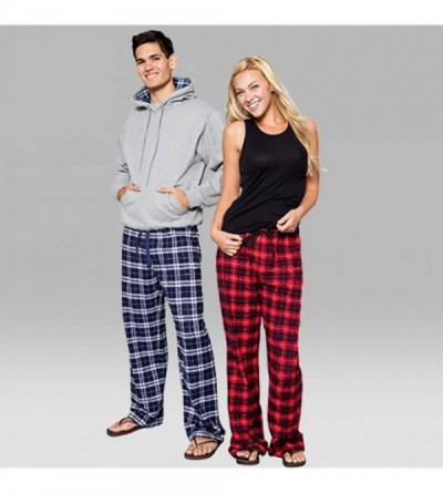 Sets 100% Woven Cotton Soft & Cozy Flannel Pants & Care Guide Adult - Red/White - C718H3MKZHM $22.59