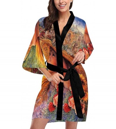 Robes Custom Beautiful Peacock Florals Women Kimono Robes Beach Cover Up for Parties Wedding (XS-2XL) - Multi 4 - CQ194S4MD35...
