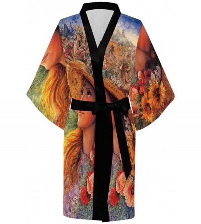 Robes Custom Beautiful Peacock Florals Women Kimono Robes Beach Cover Up for Parties Wedding (XS-2XL) - Multi 4 - CQ194S4MD35...