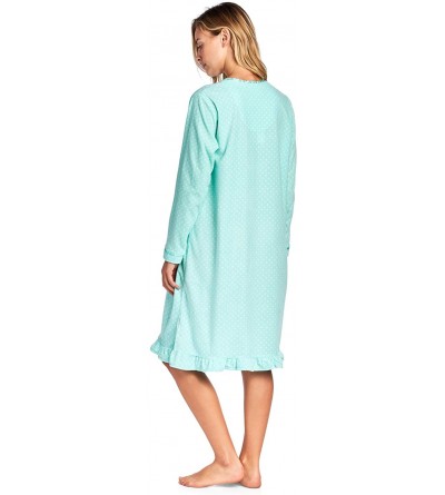 Nightgowns & Sleepshirts Women's Cozy Long Sleeve Fleece Nightgown - Dots/Green - CG1884WCL4C $17.76