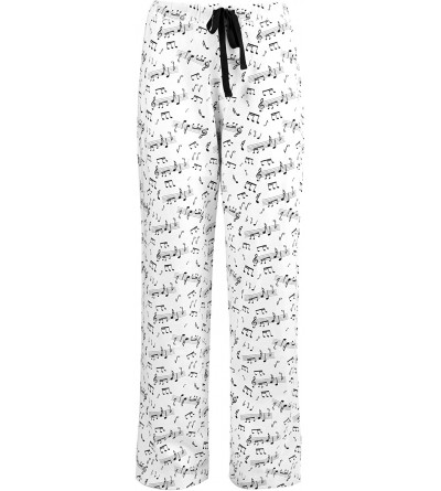 Bottoms Women's Cotton Knit Jersey Pajama Lounge Bottoms- Boxers and Pants - White Music Notes Pants - CZ11FE3YVMN $22.28