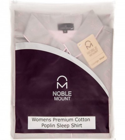 Nightgowns & Sleepshirts Womens Premium 100% Cotton Poplin Long Sleeve Sleep Shirt - Peacock - Gray/Pink - C511LES1E7H $11.29
