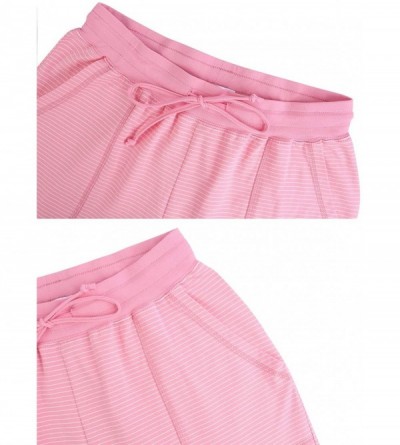 Bottoms Women's Striped Drawstring Sleep Pants Cotton Pj Lounge Bottoms with Pockets - A-pink - CR18Y0XQCCM $14.68