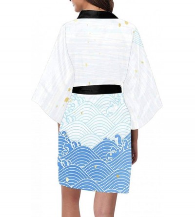 Robes Custom Koi Fish Pattern Women Kimono Robes Beach Cover Up for Parties Wedding (XS-2XL) - Multi 4 - CC194A3ACR5 $45.26
